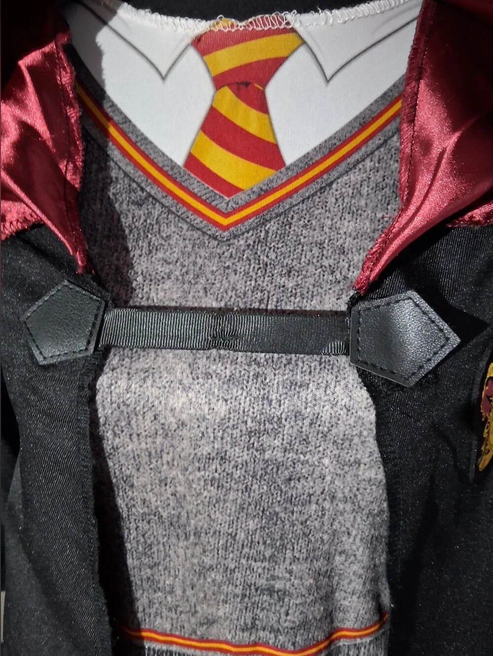 Black Hooded Gryffindor-Inspired Costume Robe with Red Lining